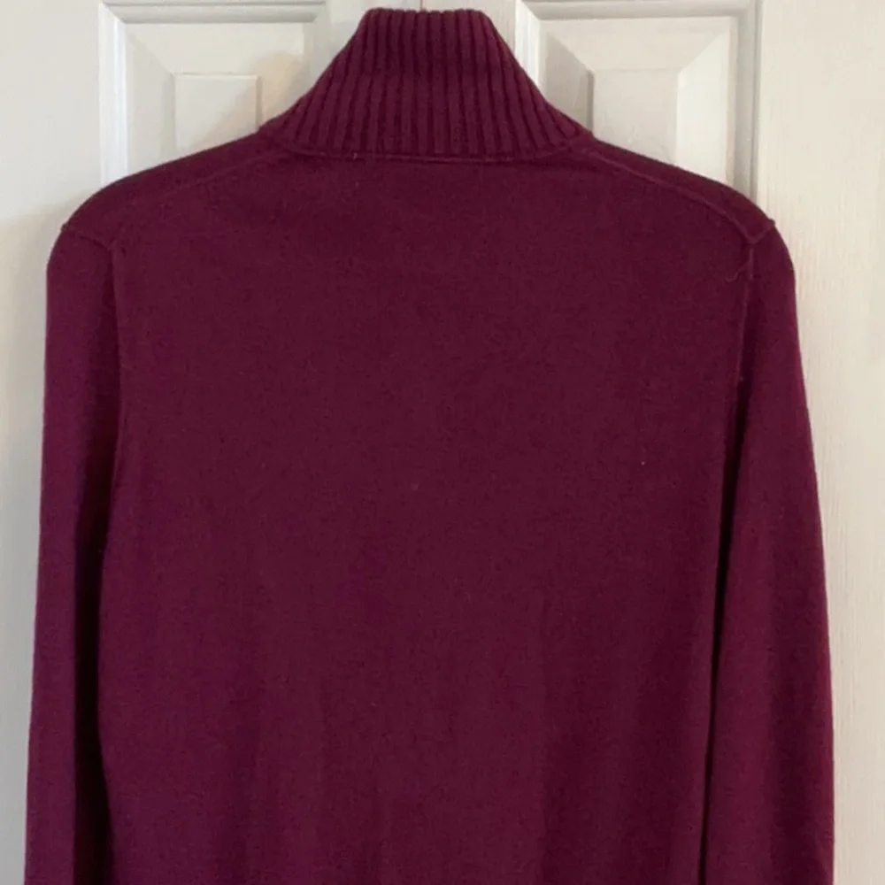 Tory Burch Dark Raspberry Wool/Cashmere Blend Sweater w/ Gold Logo Buttons
